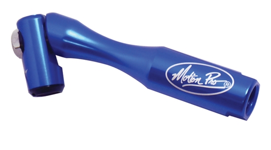thumbnail image 2 of Motion Pro 08-0602 Pivoting Angled Air Chuck – Blue Aluminum Tire Valve – ATV Harley Metric 2 of 3