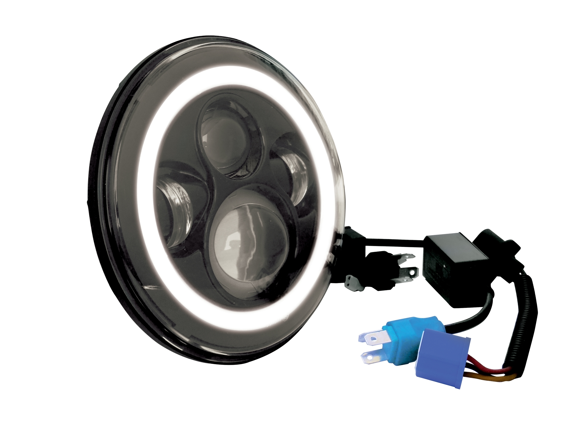 MIDUSA Motorcycle Parts. 7" LED HEADLIGHTS WITH HALO FOR CUSTOM USE