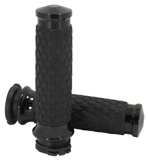 Picture of HAND GRIPS, DIAMOND CONTOUR BLACK GRIPS, ANY MODEL WITH EXTERIOR CABLES DIA-65-ANO