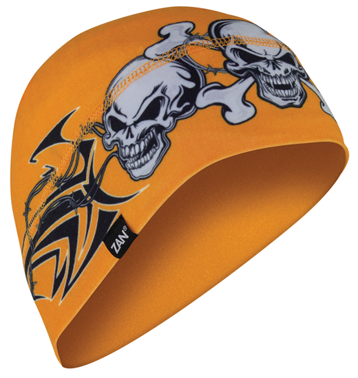 Picture of BEANIE/HELMET LINER ORANGE TRIBAL SKULL ZANHEADGEAR  WHLL669