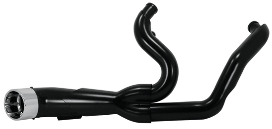 Picture of 2 INTO 1 EXHAUST SYSTEM,BLACK SOFTAIL 1986/2017 INC DEEP CUT CHROME TIP