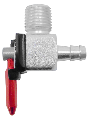Picture of FUEL VALVE,1/4"NPT MALE THREAD 90 DEGREE FITTING WO/RESERVE USE 1/4" ID HOSE,ALUM HANDLE